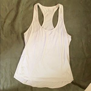 Athleta L white/gray stripe tank